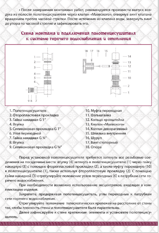 Инструкция по установке водяного полотенцесушителя Ника часть 3